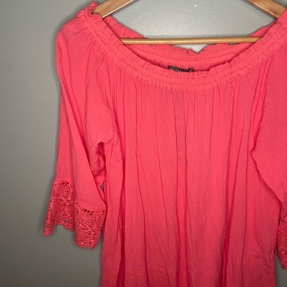 NWT Nordstrom x Chelsea & Theodore Gauze Summer Top - Calypso Coral - Picture 4 of 7